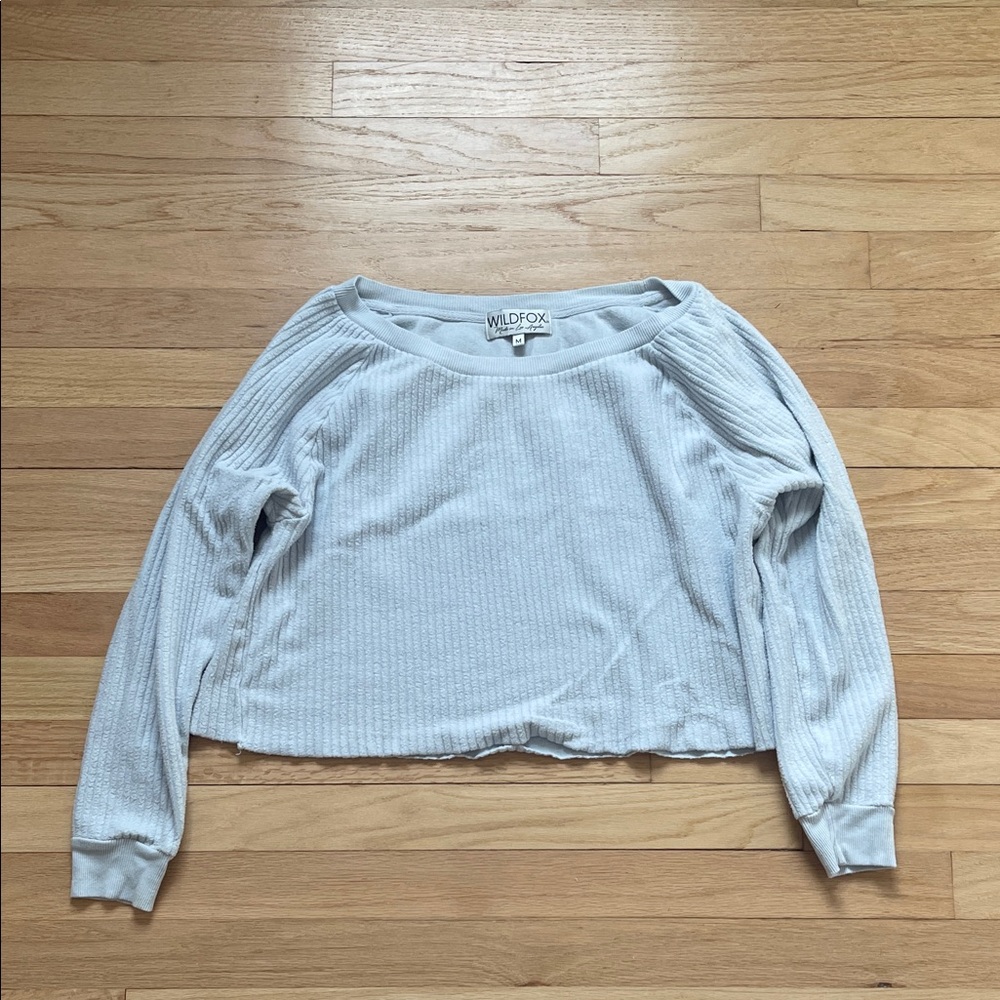 Wildfox Heather light Blue Gray Long Sleeve Top size M - Picture 3 of 12